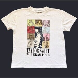 Taylor Swift Eras Tour 2023 White Official Merch T-Shirt Sz L Double‎ Sided READ